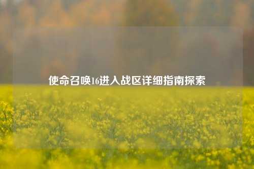 使命召唤16进入战区详细指南探索