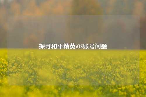 探寻和平精英iOS账号问题