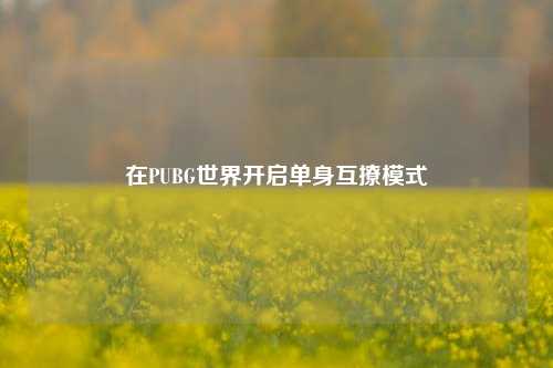 在PUBG世界开启单身互撩模式