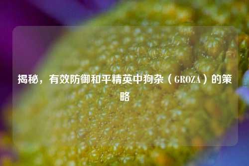 揭秘,有效防御和平精英中狗杂(GROZA)的策略