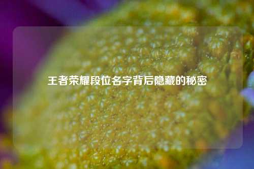 王者荣耀段位名字背后隐藏的秘密