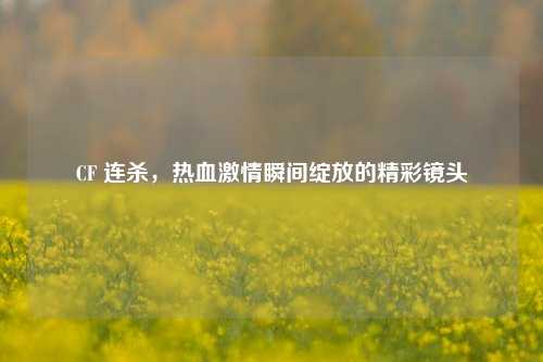 CF 连杀，热血***瞬间绽放的精彩镜头
