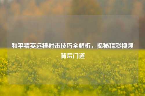 和平精英远程射击技巧全解析,揭秘精彩视频背后门道