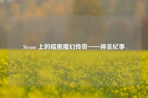 Steam 上的暗黑魔幻传奇——神圣纪事