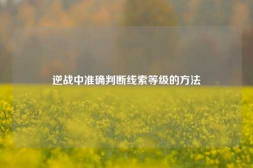 逆战中准确判断线索等级的 ***