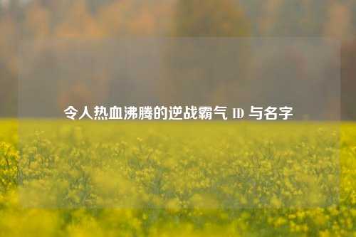 令人热血沸腾的逆战霸气 ID 与名字
