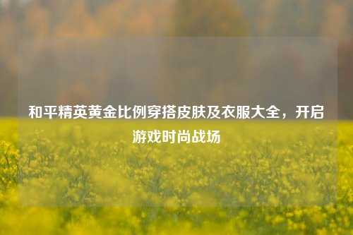 和平精英黄金比例穿搭皮肤及衣服大全,开启游戏时尚战场