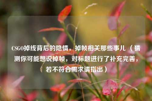 CSGO掉线背后的隐情，掉帧相关那些事儿 （猜测你可能想说掉帧，对标题进行了补充完善，若不符合需求请指出）