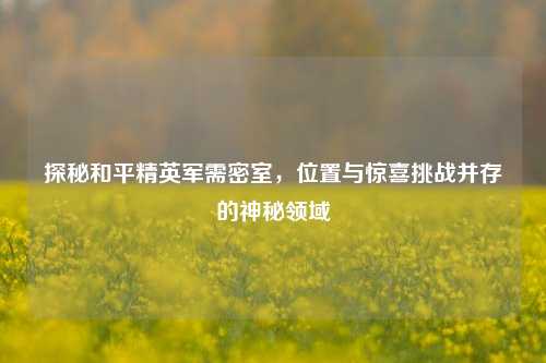 探秘和平精英军需密室，位置与惊喜挑战并存的神秘领域