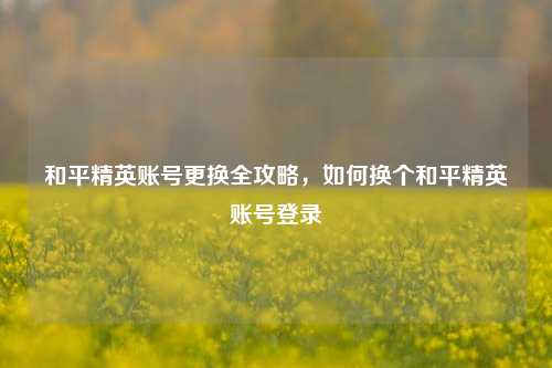 和平精英账号更换全攻略，如何换个和平精英账号登录
