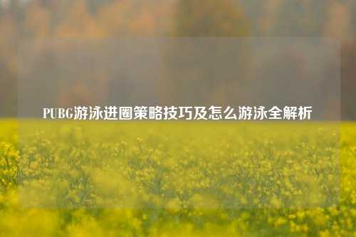PUBG游泳进圈策略技巧及怎么游泳全解析