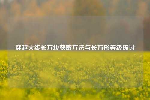 穿越火线长方块获取 *** 与长方形等级探讨
