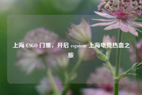 上海 CSGO 门票,开启 csgoiem 上海电竞热血之旅