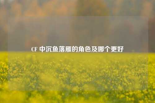 CF 中沉鱼落雁的角色及哪个更好