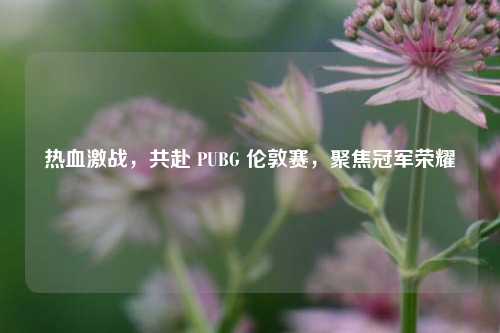 热血激战,共赴 PUBG 伦敦赛,聚焦冠军荣耀