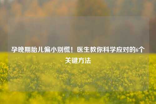 孕晚期胎儿偏小别慌!医生教你科学应对的6个关键 ***