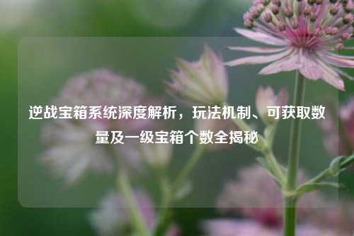 逆战宝箱系统深度解析,玩法机制、可获取数量及一级宝箱个数全揭秘