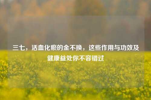 三七,活血化瘀的金不换,这些作用与功效及健康益处你不容错过
