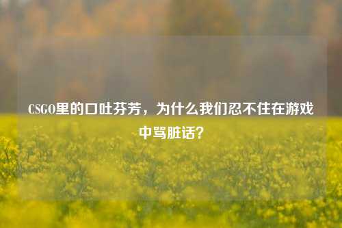 CSGO里的口吐芬芳,为什么我们忍不住在游戏中骂脏话?