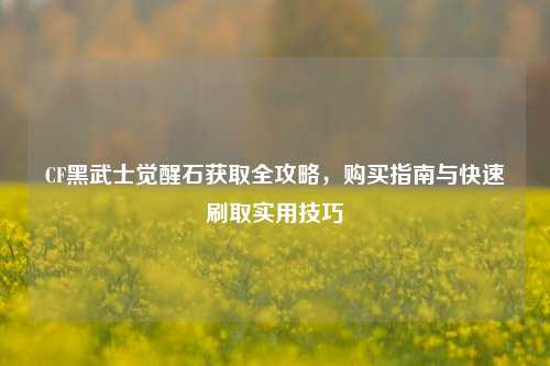 CF黑武士觉醒石获取全攻略,购买指南与快速刷取实用技巧