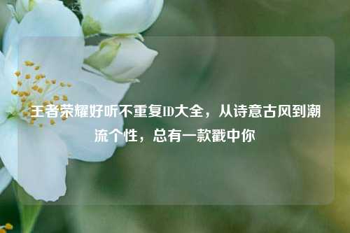 王者荣耀好听不重复ID大全,从诗意古风到潮流个性,总有一款戳中你