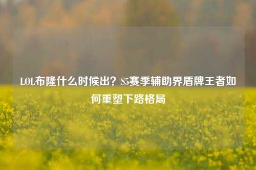 LOL布隆什么时候出?S5赛季辅助界盾牌王者如何重塑下路格局