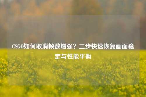 CSGO如何取消帧数增强?三步快速恢复画面稳定与性能平衡