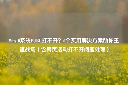 Win10系统PUBG打不开?6个实用解决方案助你重返战场(含网页活动打不开问题处理)