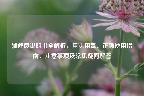 辅舒良说明书全解析,用法用量、正确使用指南、注意事项及常见疑问解答