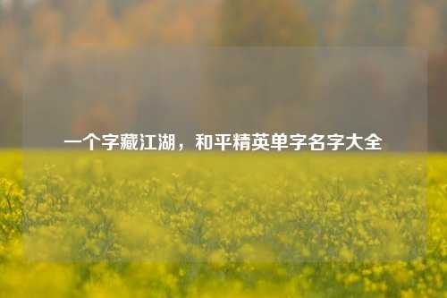 一个字藏江湖,和平精英单字名字大全