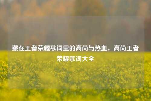 藏在王者荣耀歌词里的高尚与热血,高尚王者荣耀歌词大全