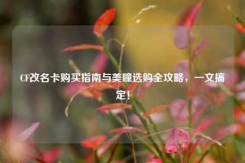 CF改名卡购买指南与美瞳选购全攻略,一文搞定!