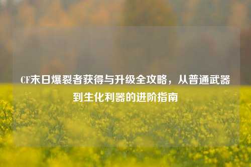 CF末日爆裂者获得与升级全攻略,从普通武器到生化利器的进阶指南