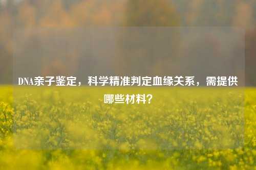 DNA亲子鉴定,科学精准判定血缘关系,需提供哪些材料?