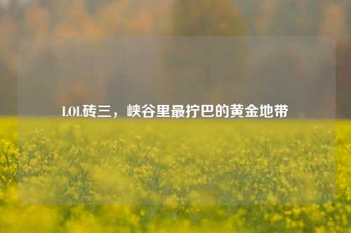 LOL砖三,峡谷里最拧巴的黄金地带