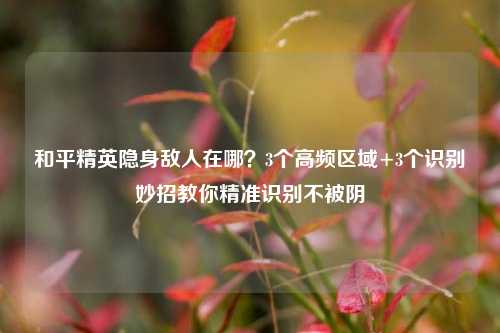 和平精英隐身敌人在哪?3个高频区域+3个识别妙招教你精准识别不被阴