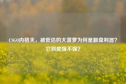 CSGO内格夫,被低估的大菠萝为何是翻盘利器?它到底强不强?