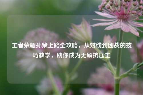 王者荣耀孙策上路全攻略,从对线到团战的技巧教学,助你成为无解抗压王