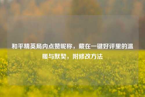 和平精英局内点赞昵称,藏在一键好评里的温暖与默契,附修改 ***