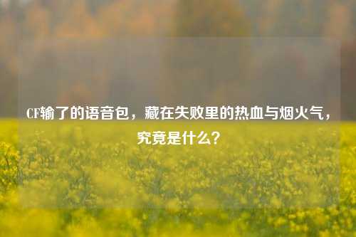 CF输了的语音包,藏在失败里的热血与烟火气,究竟是什么?