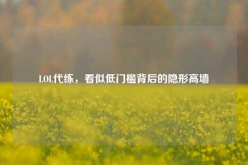 LOL代练,看似低门槛背后的隐形高墙