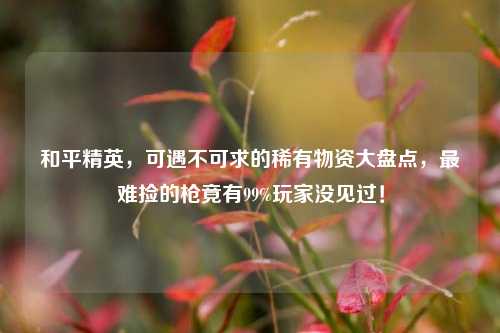 和平精英,可遇不可求的稀有物资大盘点,最难捡的枪竟有99%玩家没见过!