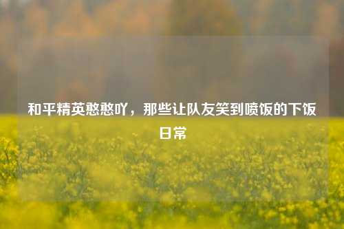 和平精英憨憨吖,那些让队友笑到喷饭的下饭日常