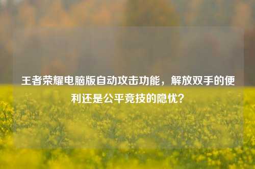 王者荣耀电脑版自动攻击功能,解放双手的便利还是公平竞技的隐忧?