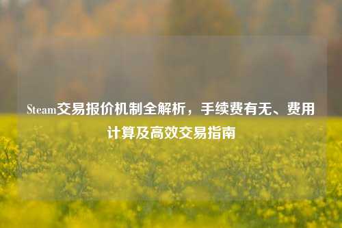 Steam交易报价机制全解析,手续费有无、费用计算及高效交易指南