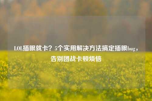 LOL插眼就卡?5个实用解决 *** 搞定插眼bug,告别团战卡顿烦恼