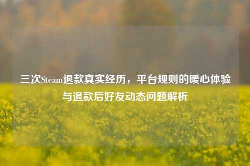 三次Steam退款真实经历,平台规则的暖心体验与退款后好友动态问题解析