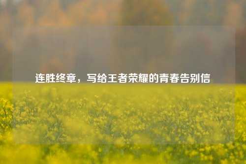 连胜终章,写给王者荣耀的青春告别信