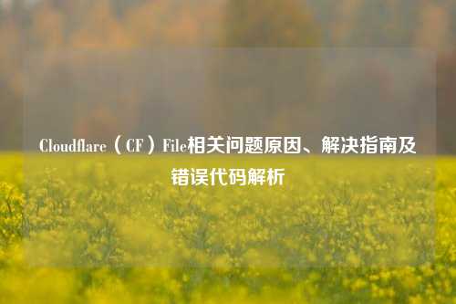 Cloudflare（CF）File相关问题原因、解决指南及错误代码解析